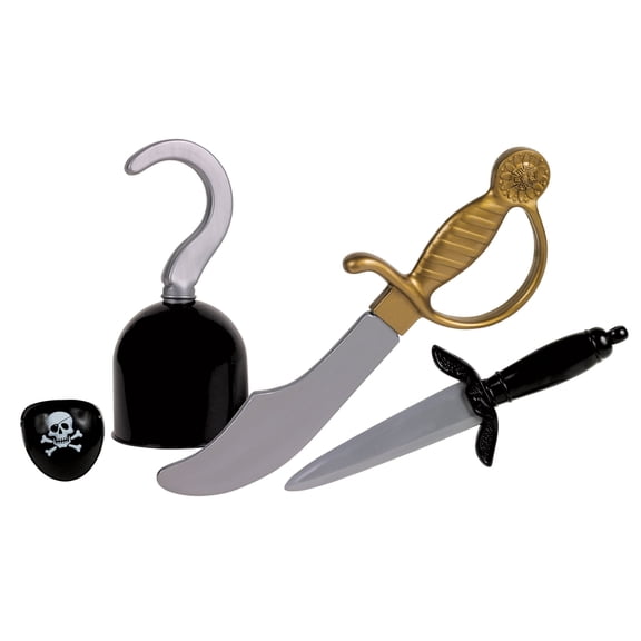 Small World Toys Ryan's Room Pirate Dress Up Accessories Set, Pirate Sword, Dagger, Hook & Eye Patch for Pretend Play, Ages 3+.