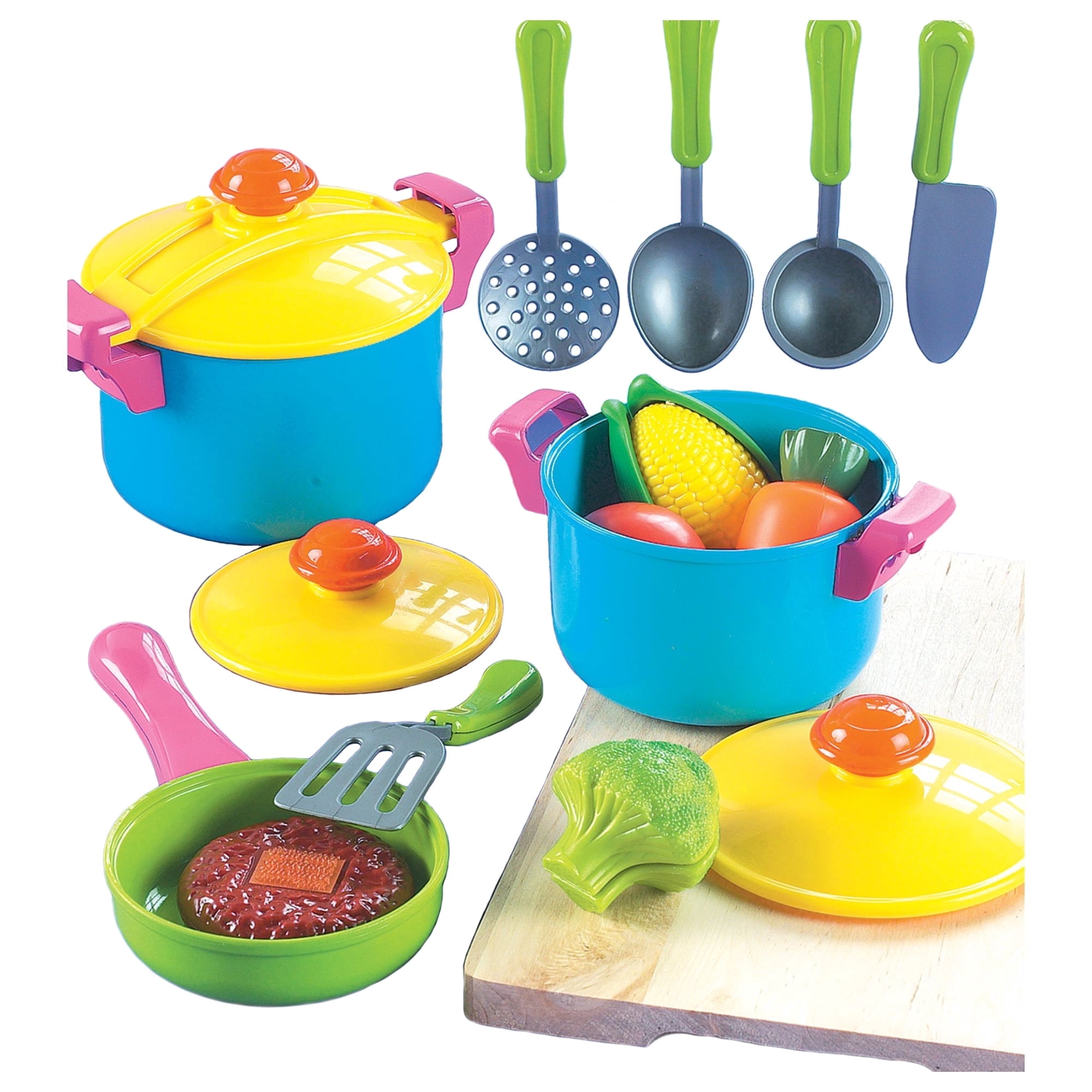 Small World Toys Young Chef's Cookware Set, 11-Piece Pretend Play Kitchen Set with Pots, Pans & Cooking Utensils for Kids Ages 3+.