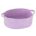 thumbnail image 1 of Small Woven Basket, 12x8x5 Inch Cotton Rope Organizer With Handles, Cute Bin For Toys Books Cosmetics, Multipurpose Storage(Light Purple), 1 of 3