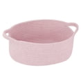 thumbnail image 1 of Small Woven Basket, 12x8x5 Inch Cotton Rope Organizer With Handles, Cute Bin For Toys Books Cosmetics, Multipurpose Storage(Pink), 1 of 2