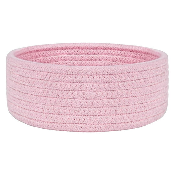 Small Woven Basket, Cute Round Cotton Rope Gifts Basket, Empty Baby Storage Basket nursery Box Bin kids organizer Cat Dog toy basket Easter Basket (Pink) 7.87x3.54"