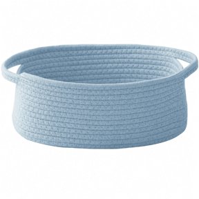 Small Woven Basket, Empty Gift Basket, Blue/1 Pack | Small Gift Basket, Cotton Rope, 12 x 8 x 5 in, Handles, Includes Ribbon and Bag, Birthday Gift Basket