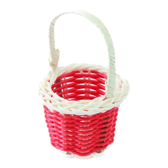 Small Woven Basket with Handle, Small Easter Wicker Baskets with Handle, Decorative Rope Basket, Mini Storage Basket for Craft Items, Party Prizes, Home Decor, Countertop Organizer, Gift Wrapping