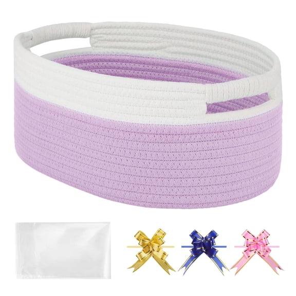 Small Woven Basket With Bags And Ribbons Empty Baby Baskets Shelf Storage Small Dog Pet Toy 13”x 9”x 5.5” Easter Basket I 13*9*5.5 In