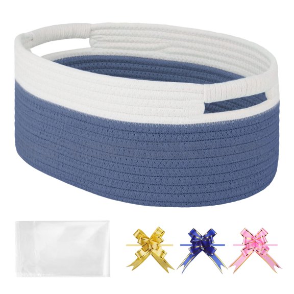 Small Woven Basket With Bags And Ribbons Empty Baby Baskets Shelf Storage Small Dog Pet Toy 13”x 9”x 5.5” Easter Basket J 13*9*5.5 In