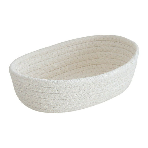 Small Woven Basket for Organizing, Small Rope Basket for Toy Cotton Round Storage Kids Baby Dog Cat Gifts, 9.1 x 5.1 x 2.8 Inch