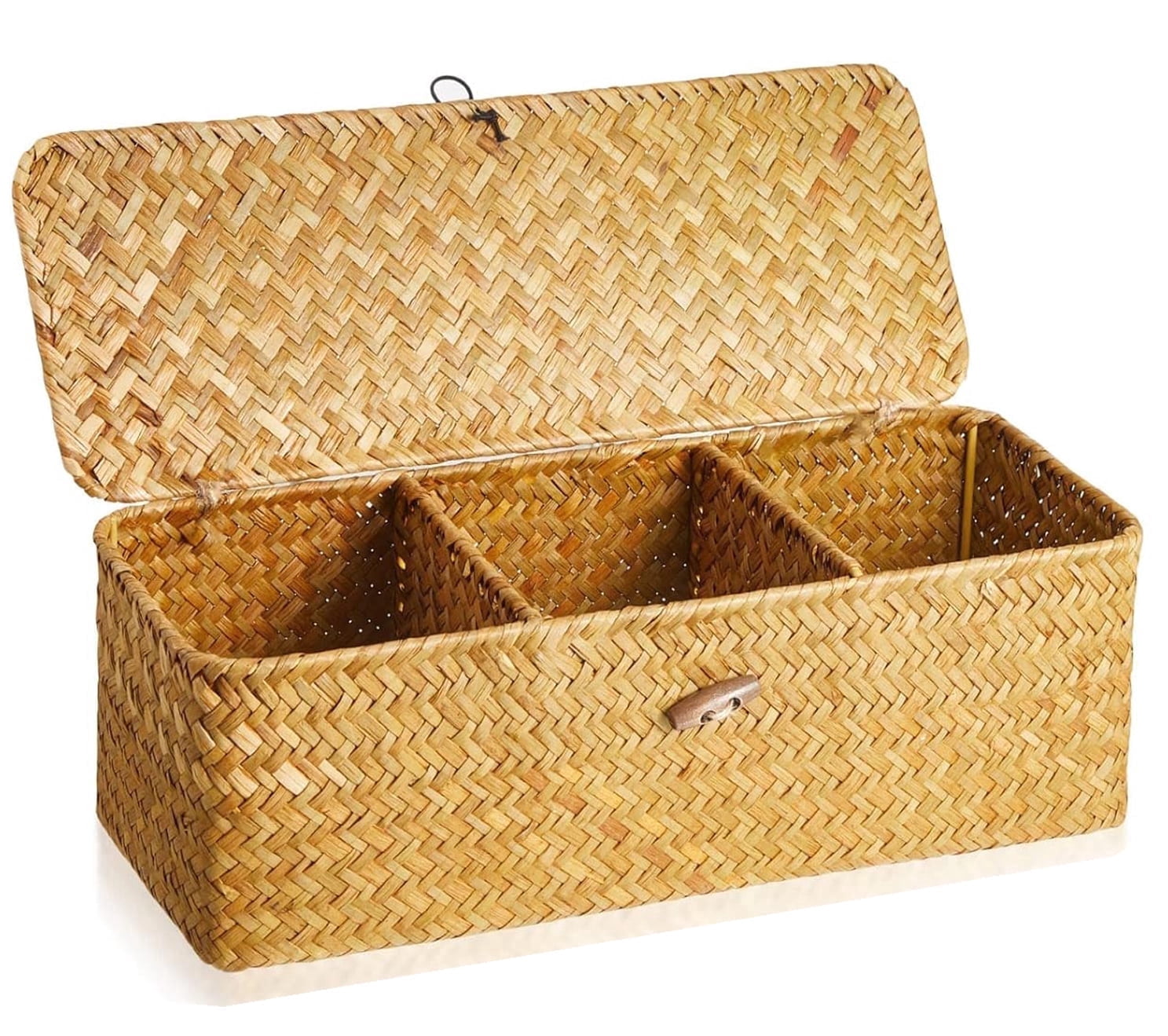 Rectangular Household Items Small Woven Basket with Lid,Toilet Paper Storage with Lid,Rectangular ...