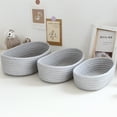 thumbnail image 1 of Small Woven Baskets Empty Tiny Storage Baskets Mini Cotton Rope Baskets Oval Decorative Hampers 3PC/ Desktop Storage Baskets (3 Pieces, Small + Medium + Large) In Gray, 1 of 7