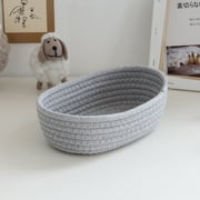 Small Woven Baskets, Empty Tiny Storage Baskets, Mini Cotton Rope Baskets, Oval Decorative Hampers, Storage Bins for Toys, Empty Gift Basket for Baby Nursery
