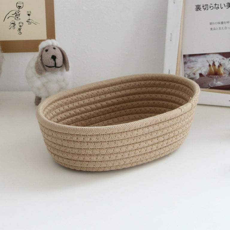 Small Woven Baskets, Empty Tiny Storage Baskets, Mini Cotton Rope Baskets,  Oval Decorative Hampers, Storage Bins for Toys, Empty Gift Basket for Baby