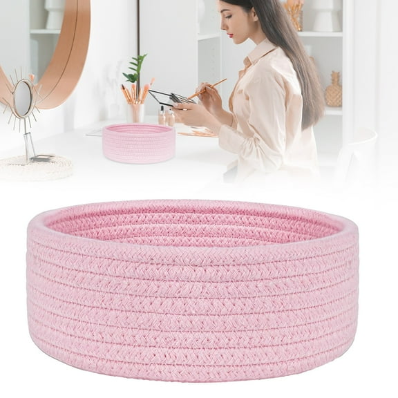 Small Woven Baskets, Small Basket, Rope Basket, Small Wicker Basket, Cotton Rope Baskets for Organizing, Empty Boho Shelf Closet Storage Bins Gift Cute Holiday Decorative Bins for Living Room Bedroom