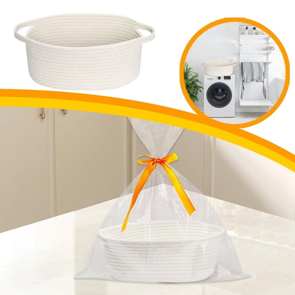 Small Woven Durable Storage Bag with Handle for Baby Toys Home Textile Organizer Empty Rope for Present