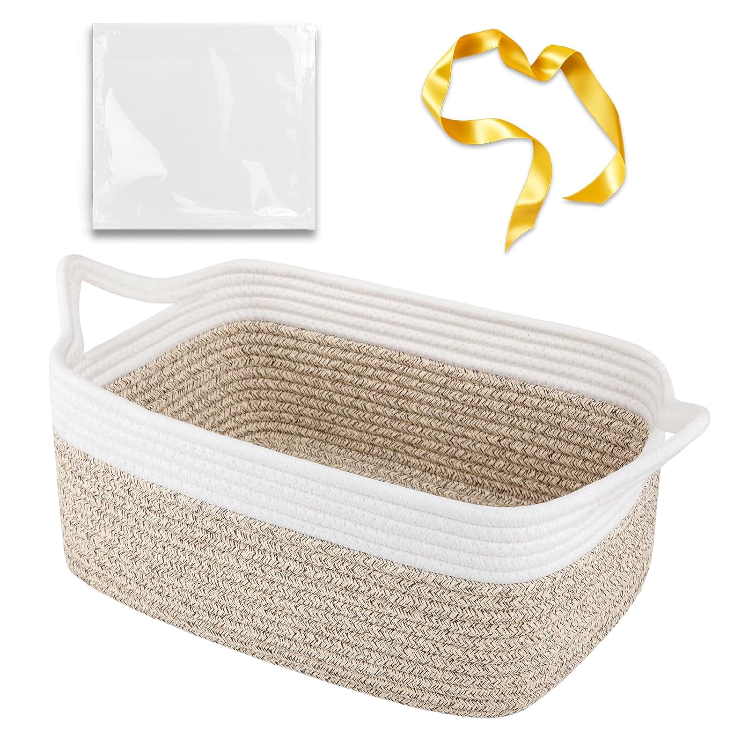 Small Woven Rope Basket with Gift Bags and Ribbons, Gift basket Empty ...