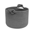 thumbnail image 1 of Small Woven Rope Storage Basket with Handle - 11.8" Round Decorative Organizing Bin for Shelves, Snacks, Closet, Blankets & Desk | Cotton Rope Box, 1 of 5