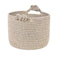 thumbnail image 1 of Small Woven Rope Storage Basket with Handle - 11.8" Round Decorative Organizing Bin for Shelves, Snacks, Closet, Blankets & Desk | Cotton Rope Box, 1 of 5