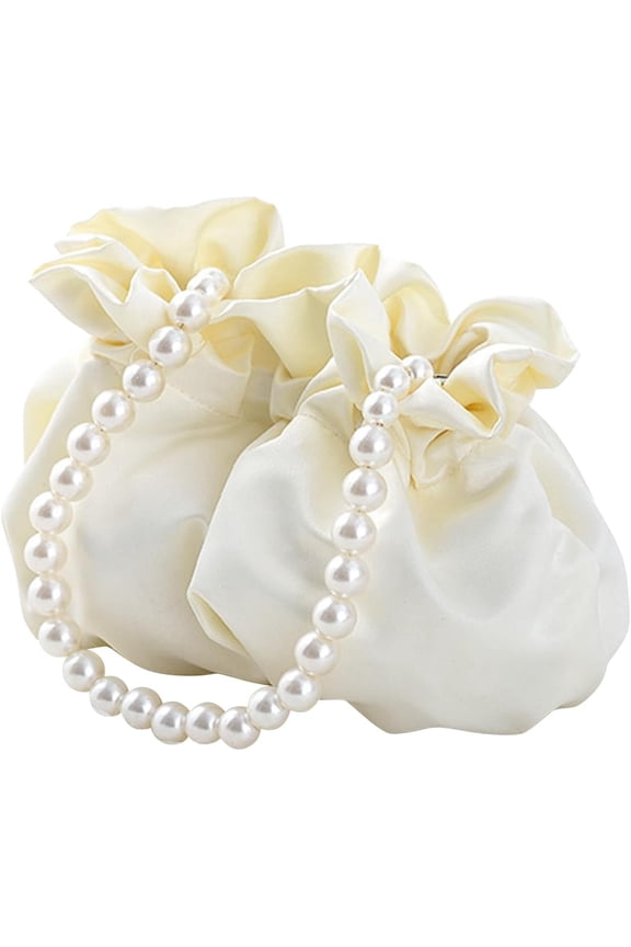 Small Wristlet Purses Mini Bucket Bag Women Hobo Bag with Faux Pearl Chain