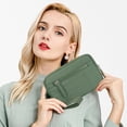 thumbnail image 1 of Small Wristlet Wallets for Women, Quilted Nylon Wallet Purse RFID Zipper Clutch for Travel Card Phone Organizer (Green), 1 of 6