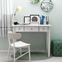 Small Writing Desk with Drawers Study Table for Adults/Student, Vanity Makeup Dressing Table White