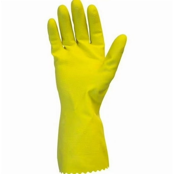 Small, Yellow 20 Mil Flock Lined Latex Gloves, (1 Dozen)