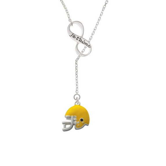 Small Yellow Football Helmet Je T'aime Infinity Lariat Necklace