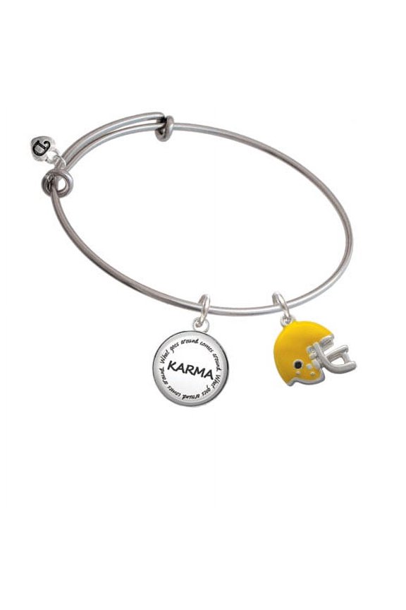 Small Yellow Football Helmet Karma Bangle Bracelet