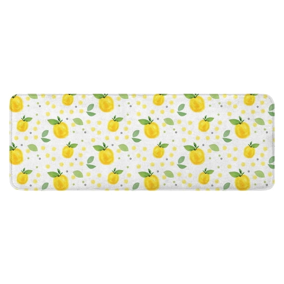 Small Yellow Lemon Fruits GreenLeaves Pattern Kitchen Rug Mat,Kitchen Runner Rugs Non Skid Washable,Decorative Kitchen Floor Mats for Kitchen,Sink,Laundry,17"x47.2"