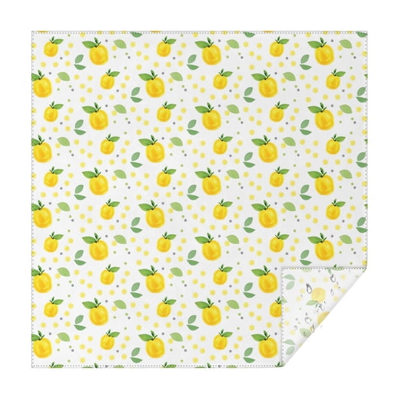 Small Yellow Lemon Fruits GreenLeaves Pattern Square Tablecloth,Waterproof Square Table Cover,Wipeable Spillproof Washable Table Cover for Home Kitchen Party Decor 42"X42"(107x107cm)
