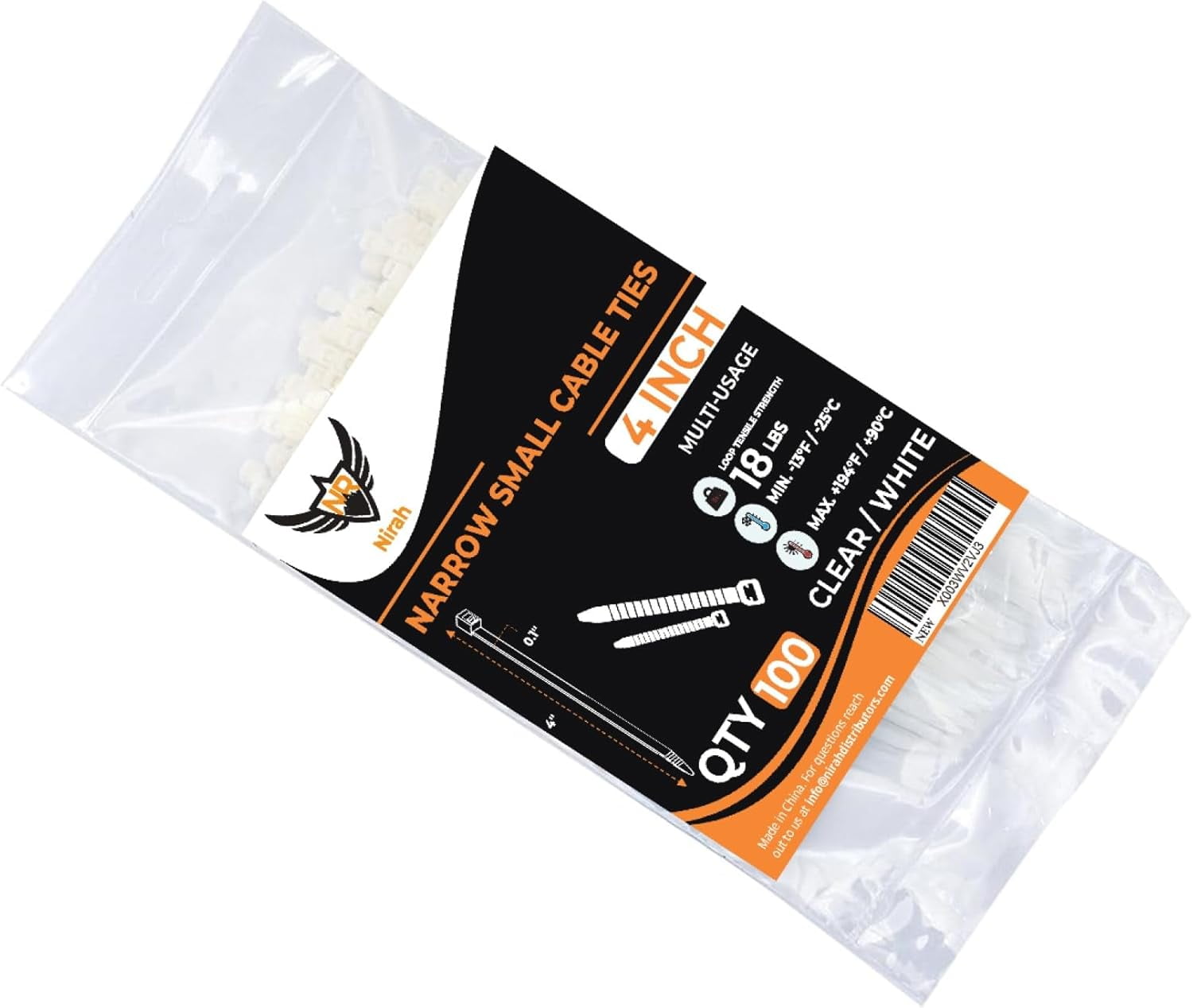 White Zip Ties 4 Inch - 2000 Pack Small Cable Ties 18lb Strength, UV Resistant