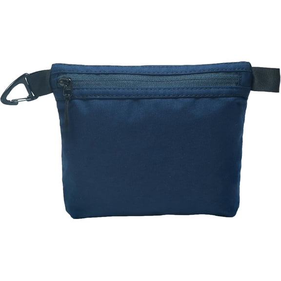 Small Zipper Pouch with Carabiner Clip, Small Nylon Pouch Water-Resistant Travel Bag with Zipper Multipurpose Digital Toiletry Bag Tools Storage, Dark Blue