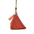 thumbnail image 1 of Small and Cute New Solid Color Portable Coin Change Leather Coin Purse Triangular Wallet Storage Bag ORANGE, 1 of 8