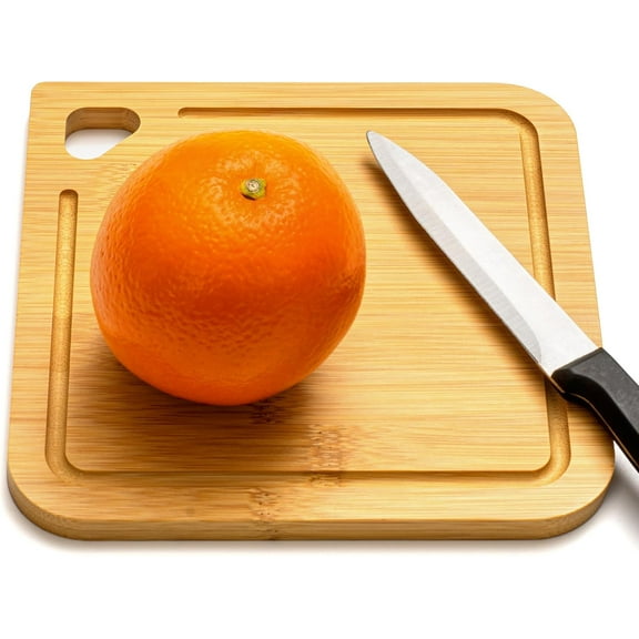 Small bamboo cutting board with grooves (set of 2) IMini lightweight wooden cutting board for baby dorm I2-piece set