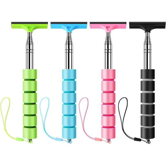 Small car Side Mirror Squeegee(38-inch), Retractable Long Handle Mini Windshield Cleaning Tool, Car Squeegee for Window Cleaning, (Retractable Wiper-4pcs Set)