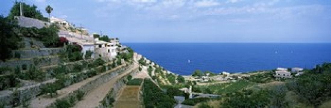 Small coastal village Deia Majorca Balearic Islands Spain Canvas Art - Panoramic Images (36 x 12)