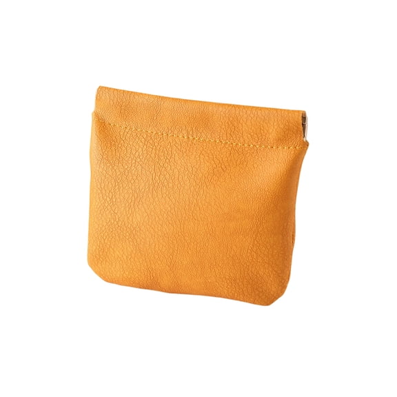 Small coin pouch,Cosmetic Pouch,Squeeze Coin Pouches,Small Cosmetic Bag,4.3"*4.7" PU Leather Mini Change Pouch for Coins,Jewelry,Earphones,Unisex Travel Coin purse for Men and Women.,Orange