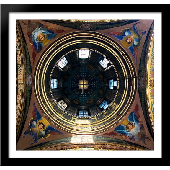 Small dome - Seraphs 30x28 Large Black Wood Framed Print Art by Wilhelm Kotarbinski