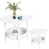 Small end table 2 Tier flower shaped Side table Accent Table for Small Spaces With Removable tray, Nightstand for Bedroom, Easy to Assemble White