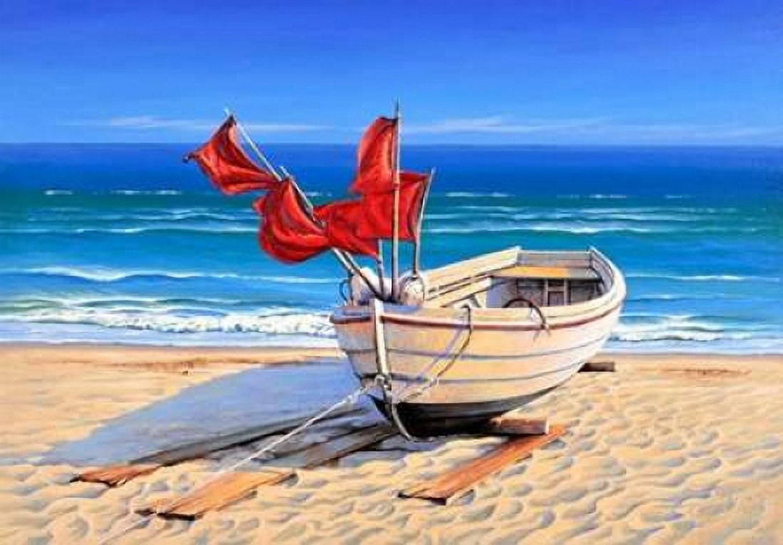 Small fishing boat Canvas Art - Sigur Schneider (20 x 28)