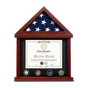 Small flybold Flag Case for American Veteran Burial Flag - Solid Wood Military Shadow Box