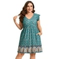 thumbnail image 1 of Small flying sleeve hem patchwork babydoll plus size dress, 1 of 4