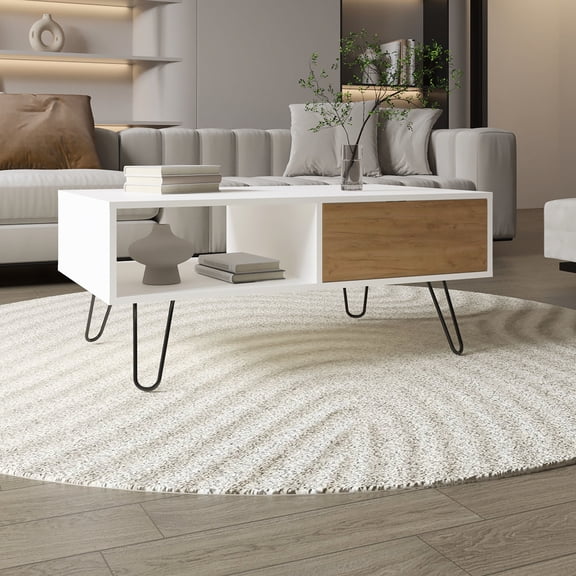 Small - footprint Rectangular Coffee Table | Used in Living Room | Keeps Space Tidy and Decorated