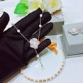 thumbnail image 1 of Small fragrance full of crystal pearl camellia set French high-end light luxury flower ring ear stud bracelet necklace, 1 of 7