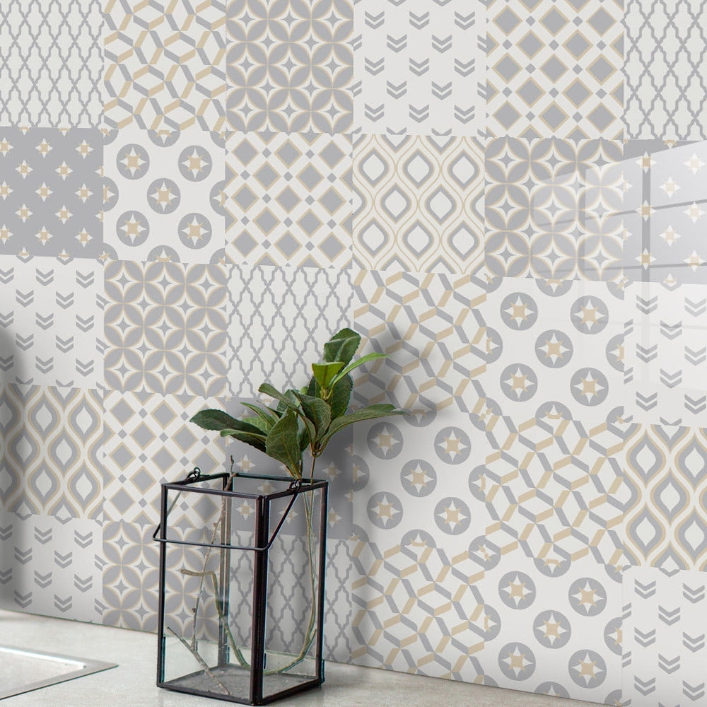 Small fresh flower tile wall stickers self-adhesive kitchen oil-proof tile stickers - 9 Sheets 3D Adhesive Peel and Stick Tile Backsplash for Kitchen, Bathroom, Wall Tile