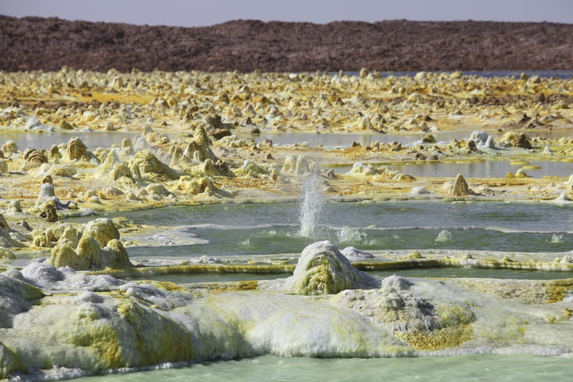 Small geyser amongst potassium salt deposits Dallol geothermal area Danakil Depression Ethiopia Canvas Art - Richard RoscoeStocktrek Images (35 x 23)