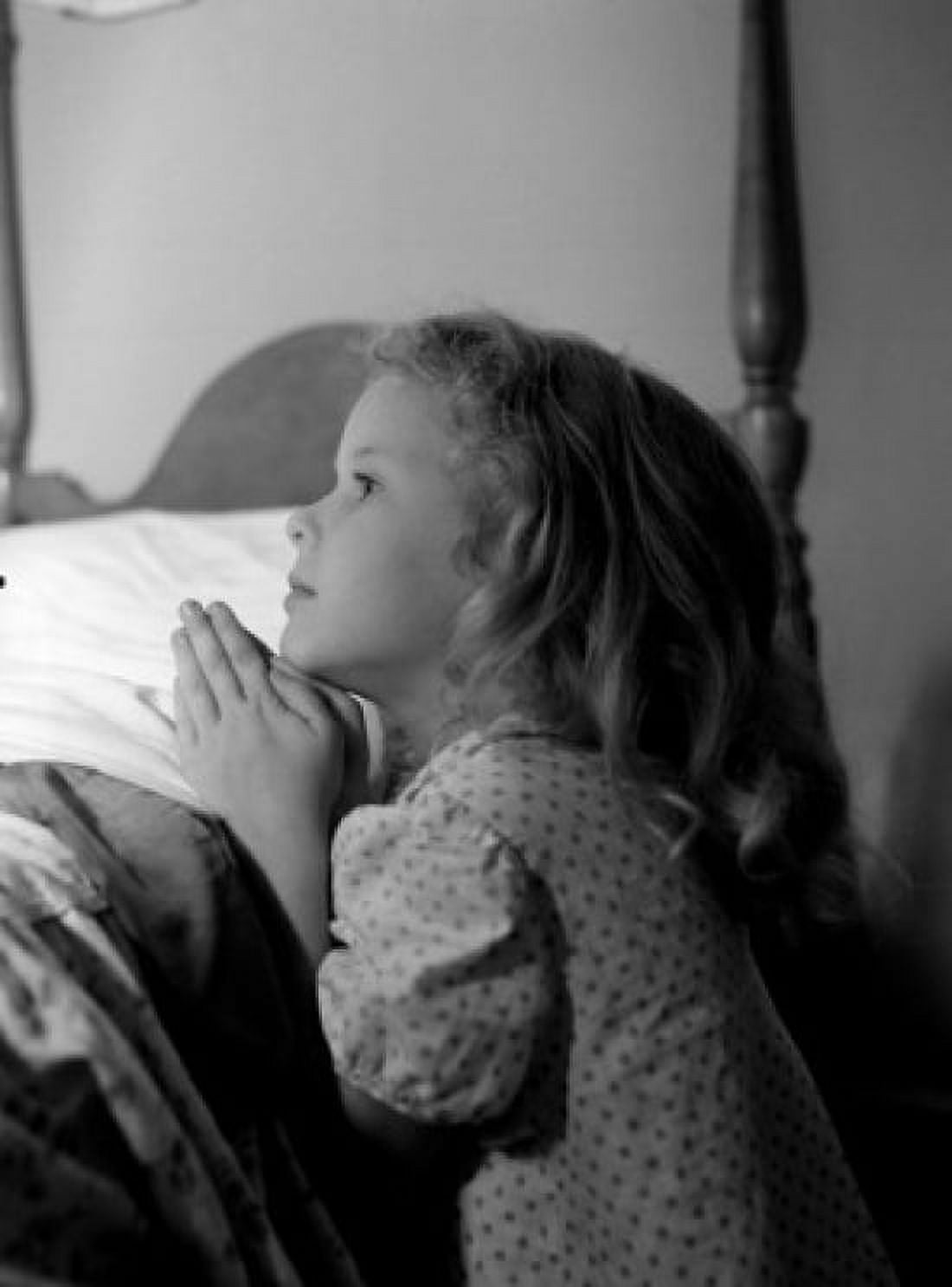 Small girl praying by bed Canvas Art -  (18 x 24)
