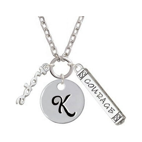Small hope Script - K - Script Initial Disc Courage Strength Wisdom Zoe Necklace