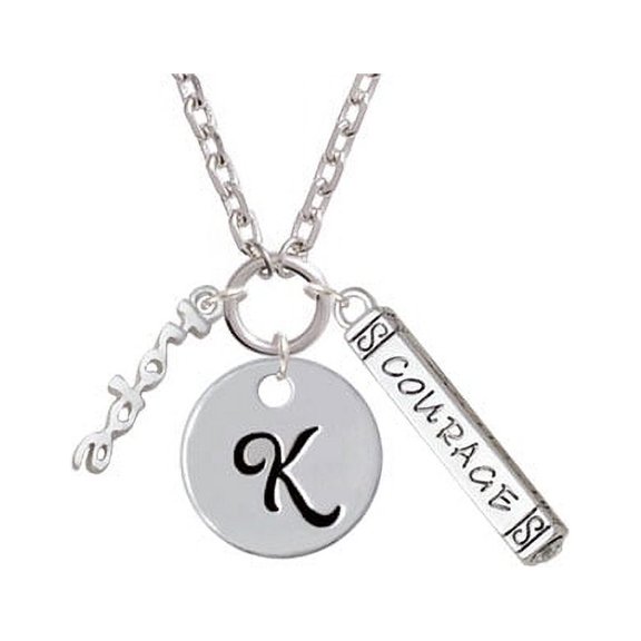 Small hope Script - K - Script Initial Disc Courage Strength Wisdom Zoe Necklace