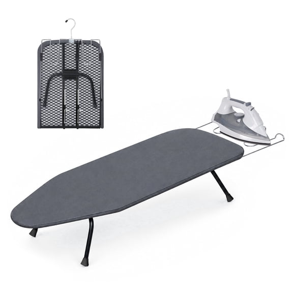 Small Ironing Board, 31.5"x11.8" Foldable Tabletop Ironing Board with Metal Mesh Base, Heavy Duty Mini Iron Boards for Home and Dorm, with 100% Cotton Cover & 8mm Thick Pad