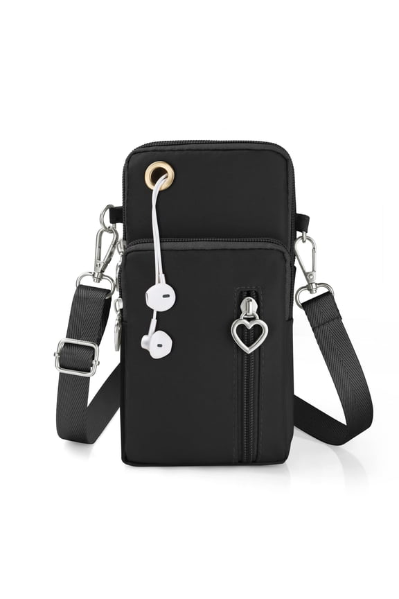 Small messenger bag for phone, nylon mobile phone bag, messenger bag for travel - No. 1, black