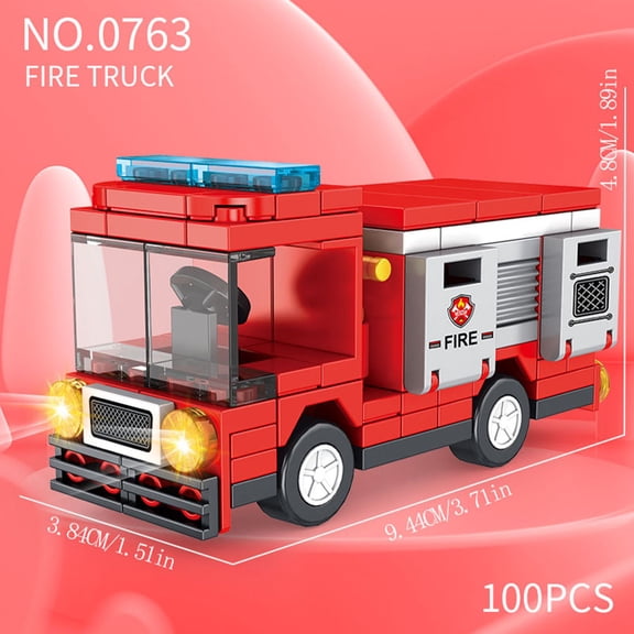 Small particle building block city vehicle model, school bus, fire truck, ambulance, business car, holiday gift for friends