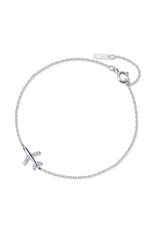 Small plane 925 Sterling Silver Bracelets for Women, Fashion Adjustable Slider Unique S925 Bracelet Jewelry For Wedding Gifts